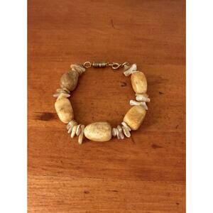 Bohemian Chunky Beaded Bracelet with Shell Natural Stone Coastal Style